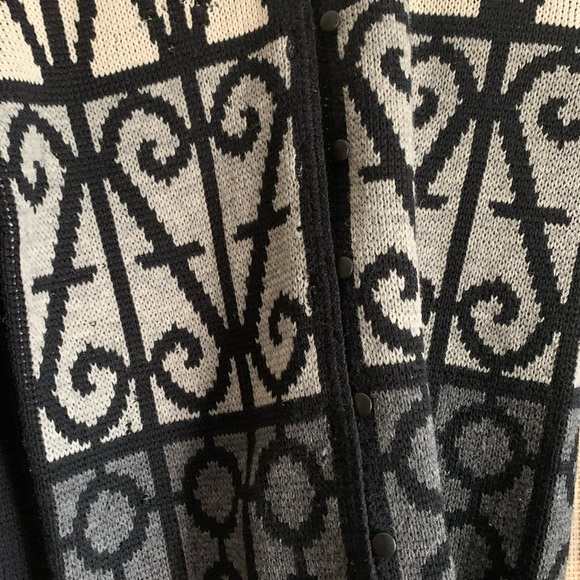 Jack Winter Wool Sweater Vintage Hand Knitted Cardigan Buttons Black Medium - Picture 2 of 3